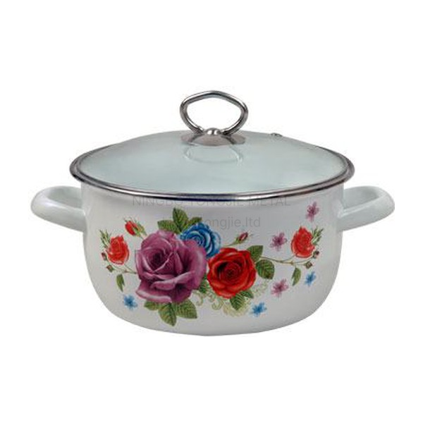 Enamel Casserole with Glass Lid and Stainless Steel Knob