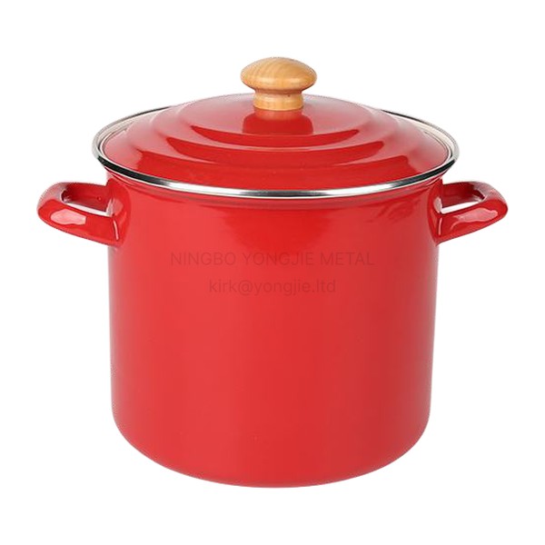 24cm Tall Enamel Stock Pot with Enamel Lid