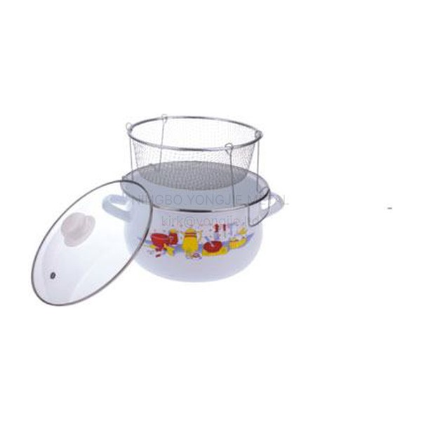 Enamel Casserole with Basket