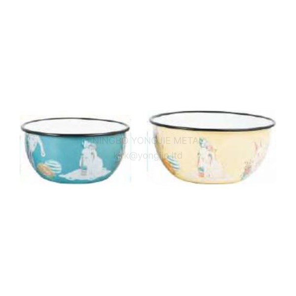 Enamel Rolled Edge Elipse Bowl